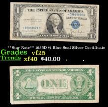 **Star Note** 1935D $1 Blue Seal Silver Certificate Grades vf+