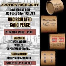 Must See! Covered End Roll! Marked "Unc Peace Standard"! X10 Coins Inside! (FC)