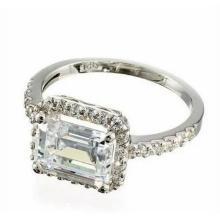 decadence sterling silver emerald cut halo  ring Size 9