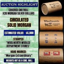 High Value! - Covered End Roll - Marked " Morgan Extraordinary" - Weight shows x20 Coins (FC)