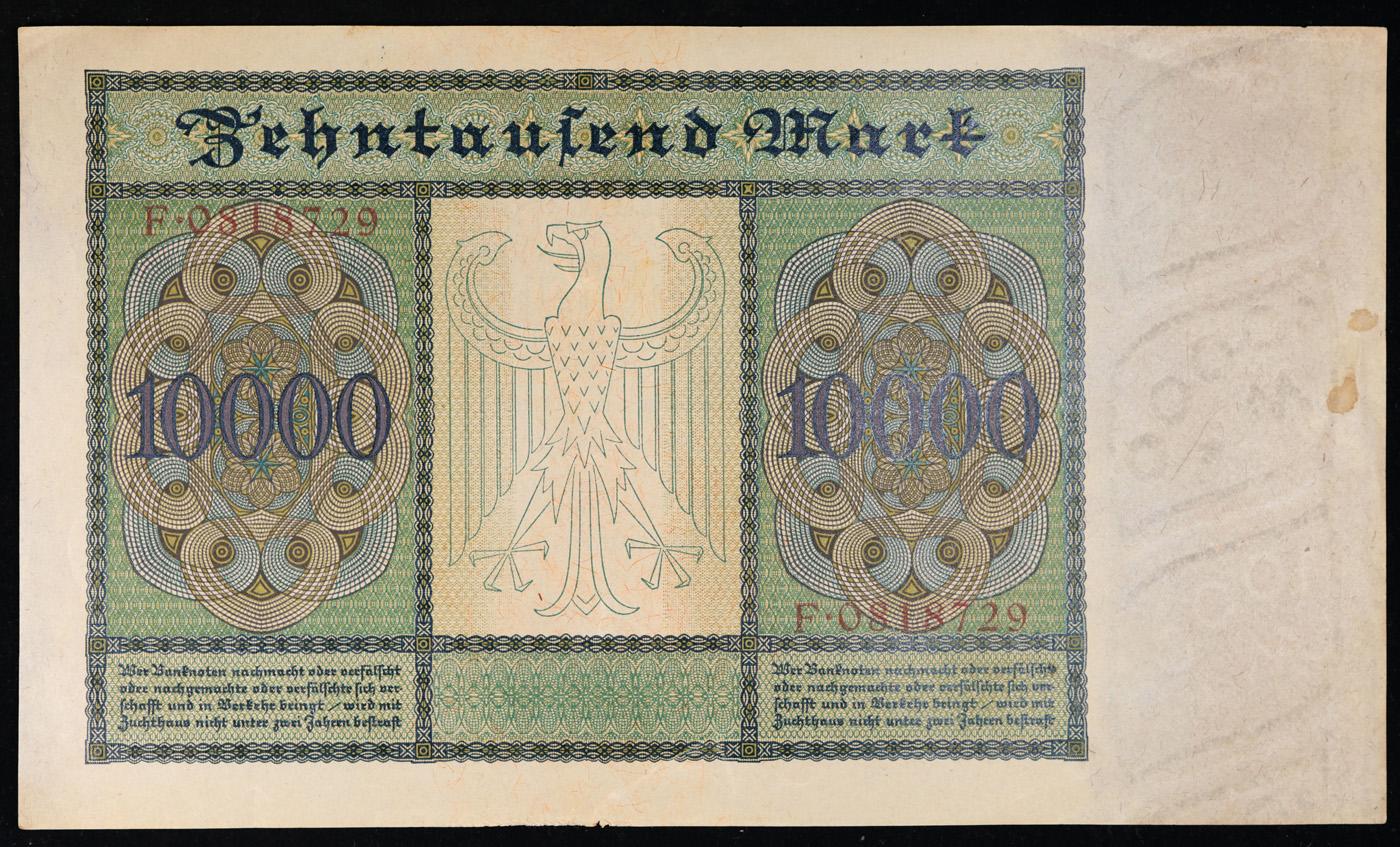 1922 Germany 10,000 Marks "Vampire" Post-WWI Hyperinflation Note P# 70 Grades Select AU