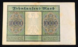 1922 Weimar Germany 10,000 Marks "Vampire" Hyperinflation Banknote P# 70 Grades vf++