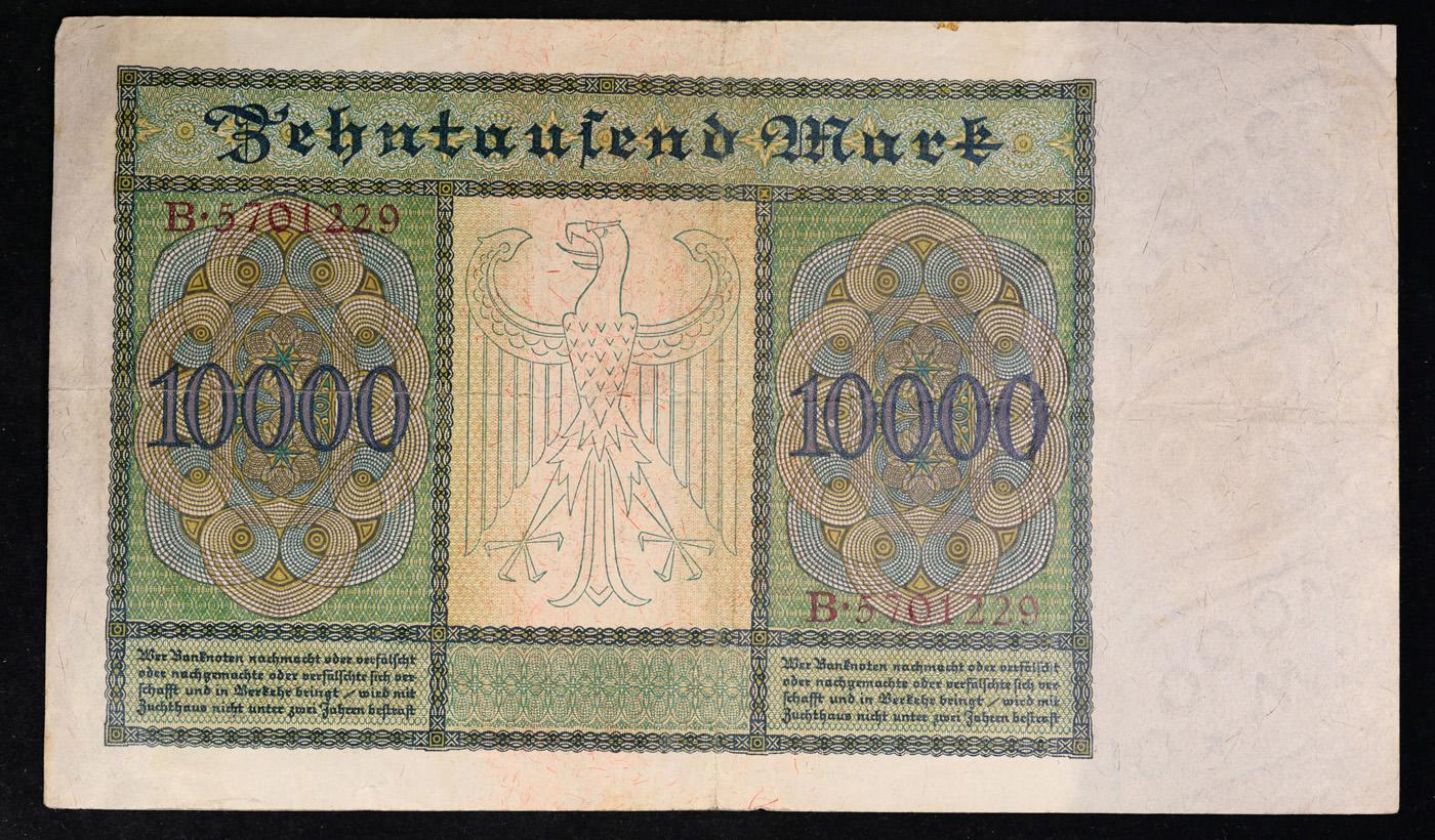 1922 Germany 10,000 Mark "Vampire" Post-WWI Hyperinflation Note P# 70 Grades vf++