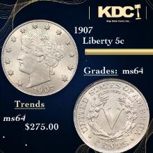 1907 Liberty Nickel 5c Grades Choice Unc