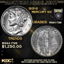 ***Auction Highlight*** 1931-s Mercury Dime 10c Graded Choice Unc FSB By USCG (fc)