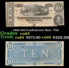 1864 $10 Confederate Note, T68 Select CU