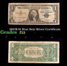 1957B $1 Blue Seal Silver Certificate Grades f, fine