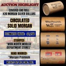 High Value! - Covered End Roll - Marked " Morgan Premium" - Weight shows x20 Coins (FC)