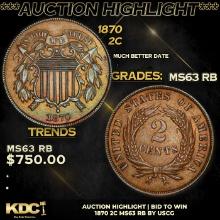 ***Auction Highlight*** 1870 Two Cent Piece 2c Graded Select Unc RB By USCG (fc)
