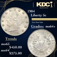 1904 Liberty Nickel 5c Grades Choice+ Unc