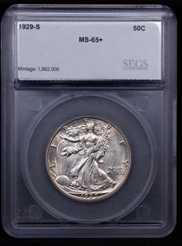 ***Auction Highlight*** 1929-s Walking Liberty Half Dollar 50c Graded ms65+ By SEGS (fc)