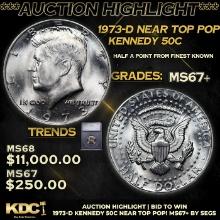 ***Auction Highlight*** 1973-d Kennedy Half Dollar Near Top Pop! 50c Graded ms67+ By SEGS (fc)