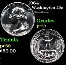 Proof 1964 Washington Quarter 25c Grades GEM++ Proof