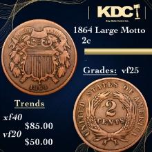 1864 Large Motto Two Cent Piece 2c Grades vf+