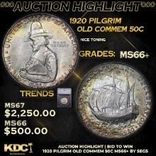***Auction Highlight*** 1920 Pilgrim Old Commem Half Dollar 50c Graded ms66+ By SEGS (fc)