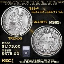 ***Auction Highlight*** 1888-p Seated Liberty Dime 10c Graded ms65+ By SEGS (fc)
