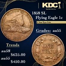 1858 SL Flying Eagle Cent 1c Grades Choice AU