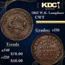 1863 W.K. Lamphear Civil War Token 1c Grades vf++