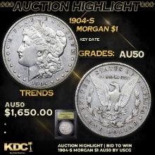 ***Auction Highlight*** 1904-s Morgan Dollar 1 Graded AU, Almost Unc BY USCG (fc)