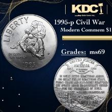 1995-p Civil War Modern Commem Dollar $1 Grades ms69