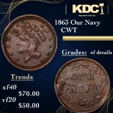 1863 Our Navy Civil War Token 1c Grades xf details