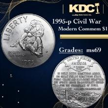 1995-p Civil War Modern Commem Dollar 1 Grades ms69