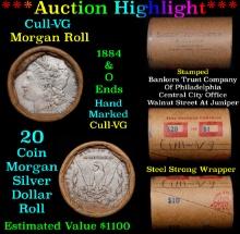 ***Auction Highlight*** 1884 & O Ends Cull-VG Solid Morgan Silver Dollar Shotgun Roll, 20 Coins (fc)