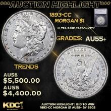 ***Auction Highlight*** 1893-cc Morgan Dollar 1 Graded au55+ By SEGS (fc)