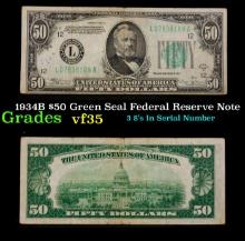 1934B $50 Green Seal Federal Reserve Note Grades vf++
