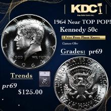 Proof 1964 Kennedy Half Dollar Near TOP POP! 50c Graded pr69 BY SEGS