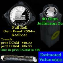 Proof 2004-s Keel Boat Jefferson Nickel 5c roll, 40 pieces