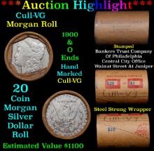 ***Auction Highlight*** 1900 & O Ends Cull-VG Solid Morgan Silver Dollar Shotgun Roll, 20 Coins (fc)