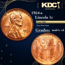 1954-s Lincoln Cent 1c Grades Choice+ Unc RD