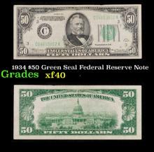 1934 $50 Green Seal Federal Reserve Note Grades xf