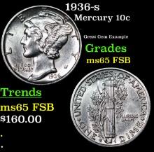 1936-s Mercury Dime 10c Grades GEM FSB