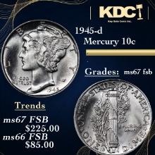 1945-d Mercury Dime 10c Grades GEM++ FSB