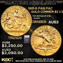***Auction Highlight*** 1915-s Pan Pac Gold Commem 2.5 Graded au53 By SEGS (fc)