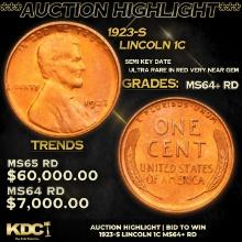***Auction Highlight*** 1923-s Lincoln Cent 1c Grades Choice+ Unc RD (fc)