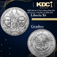 2000 Battle of Gettysburg Republic Of Liberia 5 Dollars $5 KM-568 Grades