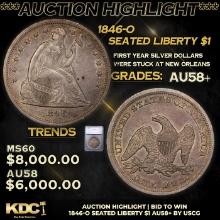 ***Auction Highlight*** 1846-o Seated Liberty Dollar $1 Graded Choice AU/BU Slider+ By SEGS.