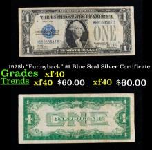 1928b "Funnyback" $1 Blue Seal Silver Certificate Grades xf
