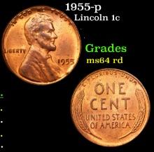 1955-p Lincoln Cent 1c Grades Choice Unc RD