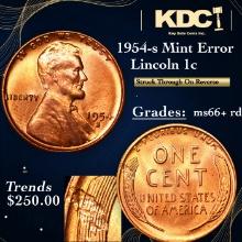 1954-s Lincoln Cent Mint Error  1c Grades GEM++ RD