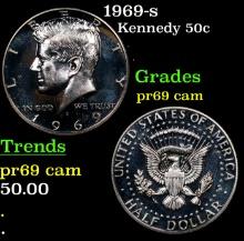 Proof 1969-s Kennedy Half Dollar 50c Grades GEM++ Proof Cameo