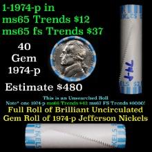 BU Shotgun Jefferson 5c roll, 1979-p 40 pcs Bank $2 Nickel Wrapper Grades