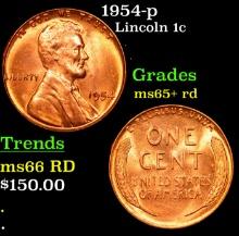 1954-p Lincoln Cent 1c Grades Gem+ Unc RD