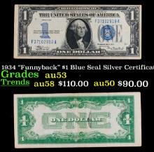 1934 "Funnyback" $1 Blue Seal Silver Certificate Grades Select AU