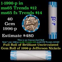 BU Shotgun Jefferson 5c roll, 1956-p 40 pcs Bank $2 Nickel Wrapper