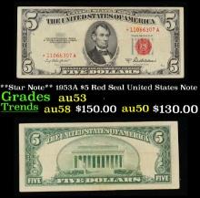 **Star Note** 1953A $5 Red Seal United States Note Grades Select AU
