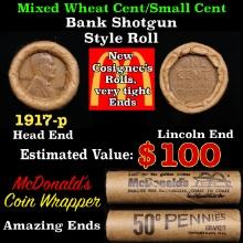 Lincoln Wheat Cent 1c Mixed Roll Orig Brandt McDonalds Wrapper, 1929-p end, Wheat other end